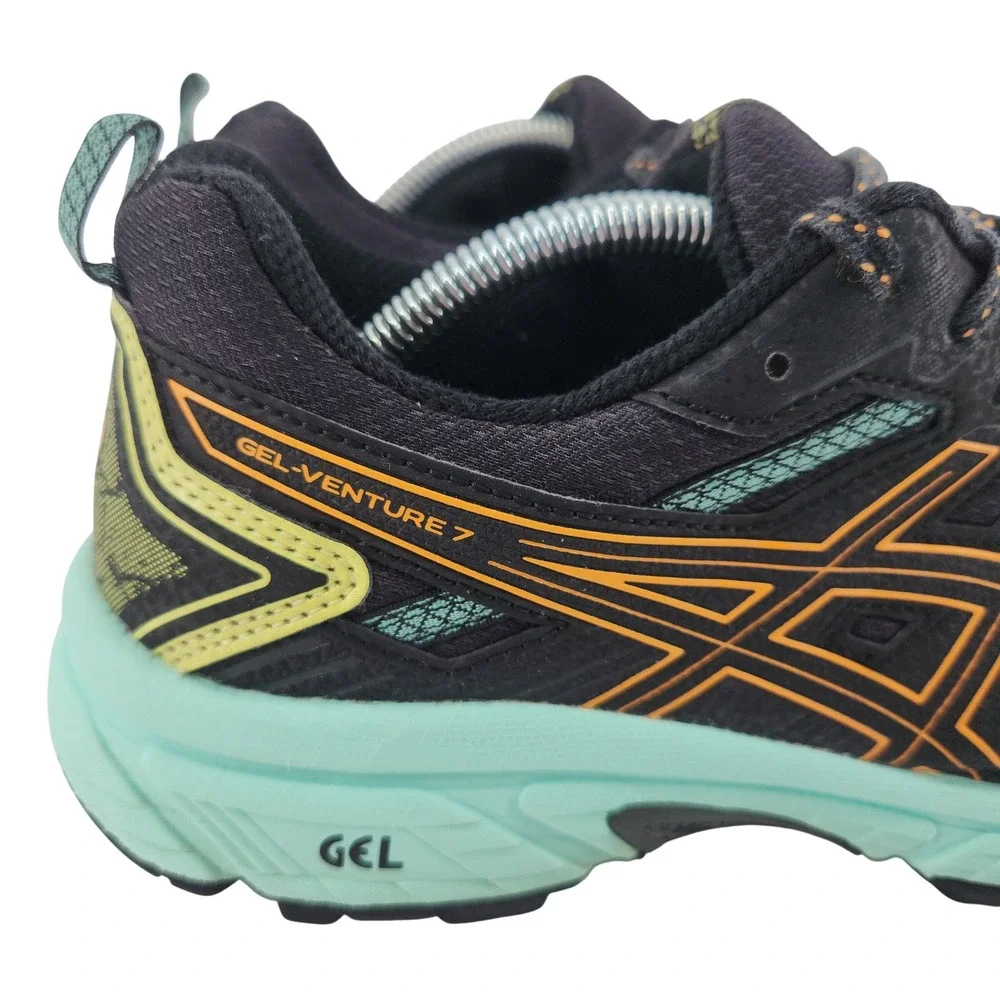 Asics Gel-Venture 7 Womens 8.5W Black Mint Trail Running Shoes 1012A477 Wide